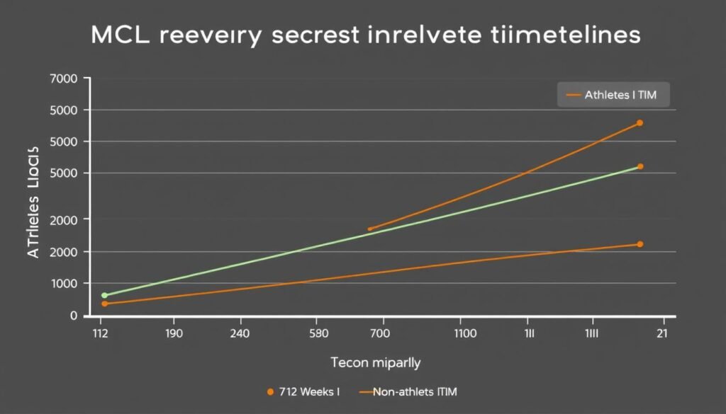 Graph comparing MCL recovery timelines between athletes and non-athletes across different injury grades