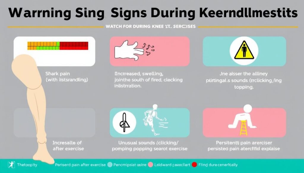 Infographic showing warning signs to watch for during knee injury recovery exercises step by step Infographic showing warning signs to watch for during knee injury recovery exercises step by step