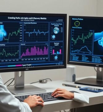 Researcher analyzing data about weather conditions and MCL sprain recovery time in laboratory setting