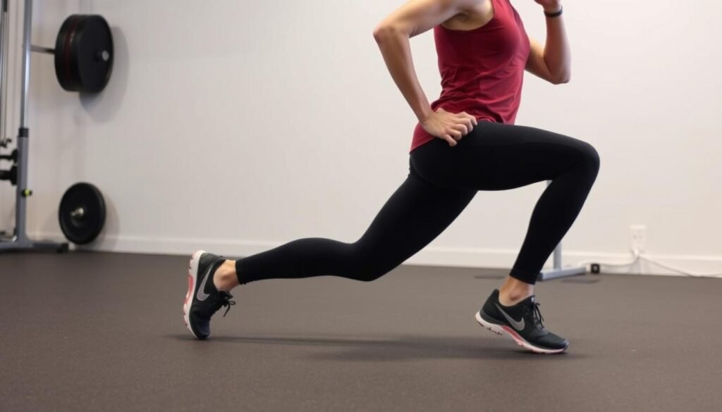 Skier performing pre-season strengthening exercises to prevent MCL sprain from skiing Skier performing pre-season strengthening exercises to prevent MCL sprain from skiing