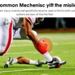 Football player experiencing an MCL injury during a tackle showing the mechanism of injury