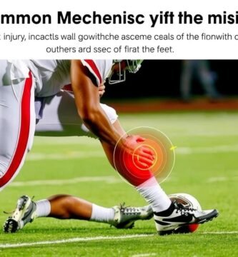 Football player experiencing an MCL injury during a tackle showing the mechanism of injury