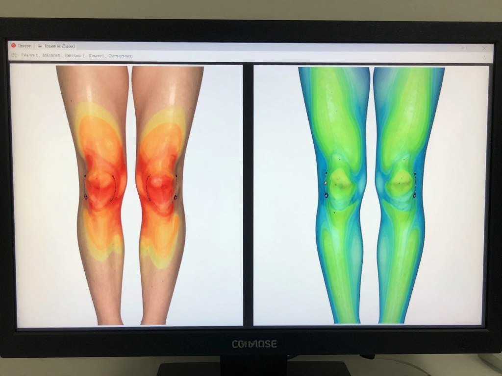 Before and after comparison of knee pressure distribution with gait retraining
