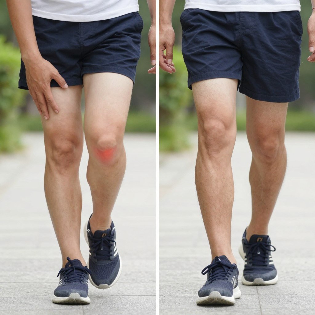 Before and after comparison showing improved mobility in a patient after genicular nerve ablation for knee pain