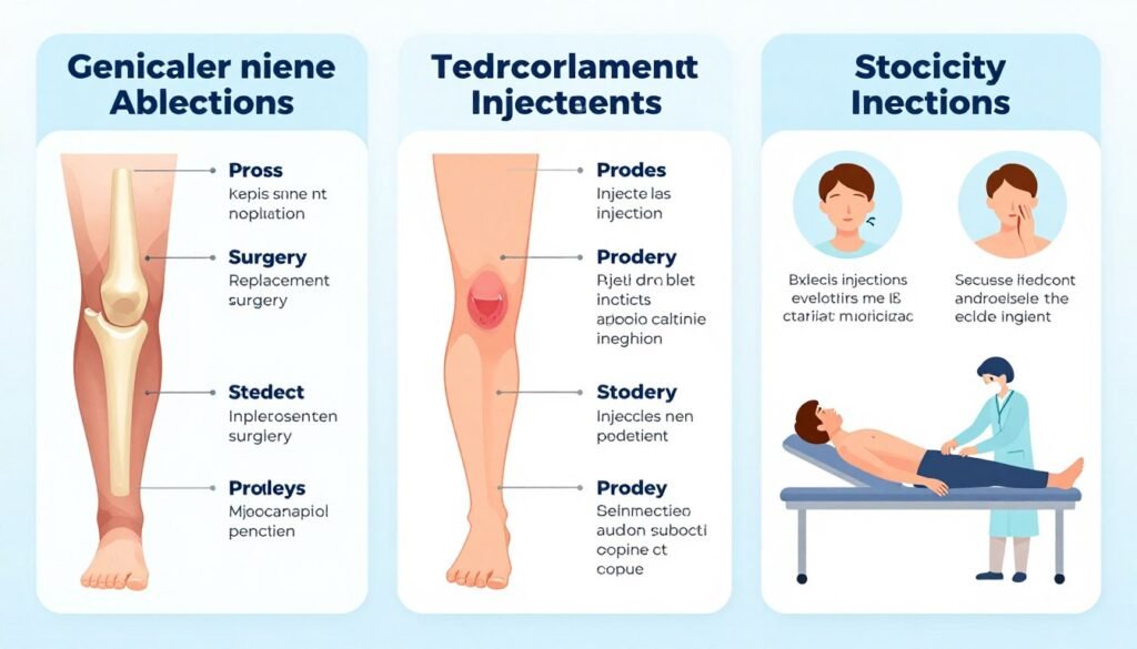 Comparison of different knee pain treatments including genicular nerve ablation