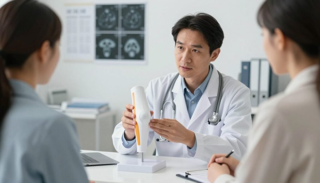 Doctor consulting with patient about advanced knee pain treatment options