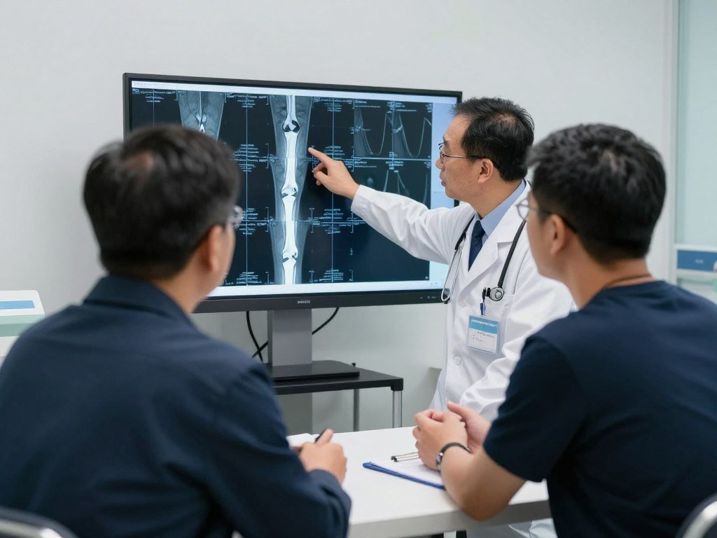 Patient consulting with knee specialist about newest treatment for knee pain 2025 options