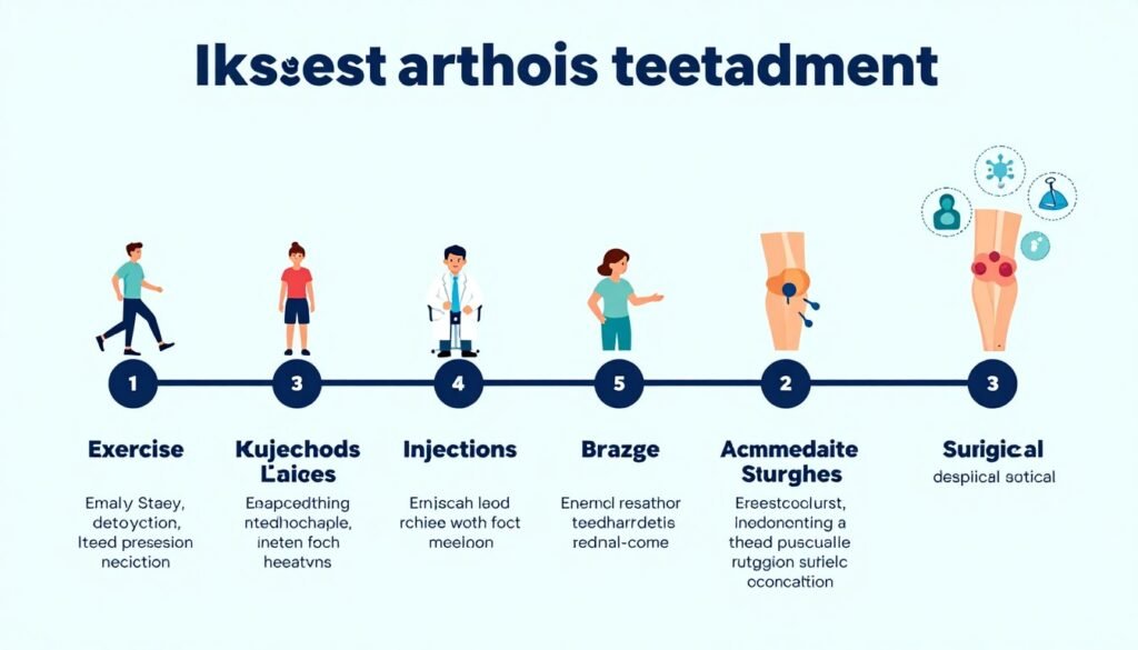 Patient journey timeline showing progression from non-surgical to surgical knee osteoarthritis treatments