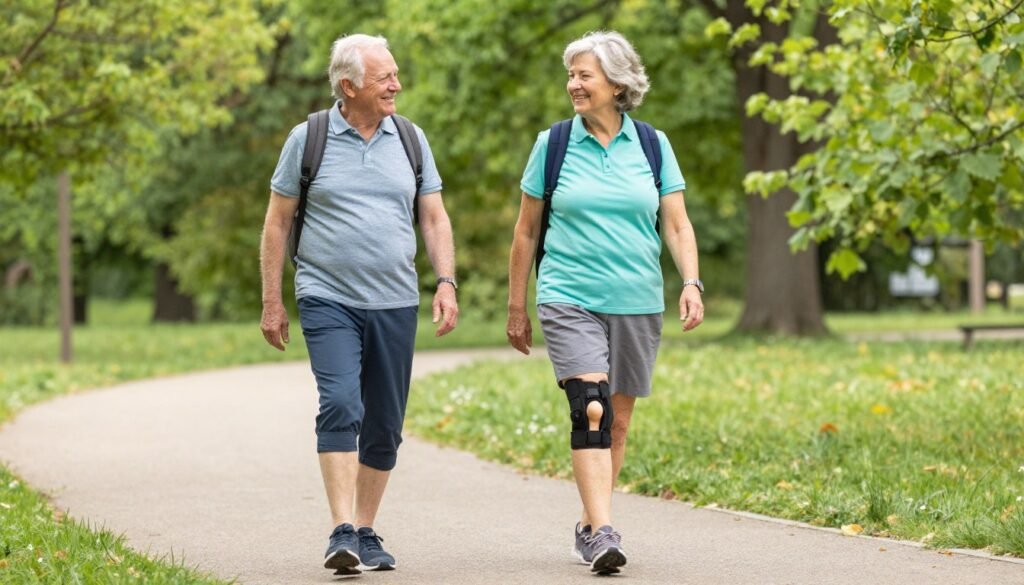 Person with knee osteoarthritis enjoying an active lifestyle after successful non-surgical treatment Person with knee osteoarthritis enjoying an active lifestyle after successful non-surgical treatment