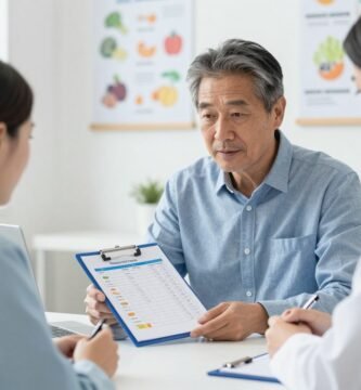 Person working with a dietitian on a weight management plan to reduce knee osteoarthritis symptoms