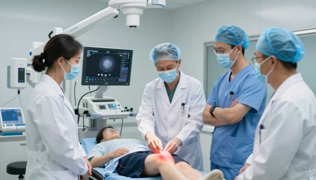 Team of interventional radiologists specializing in genicular artery embolization for knee pain