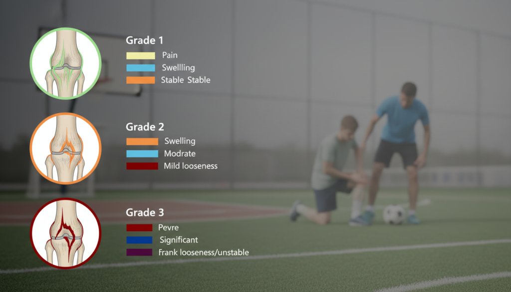 MCL sprain grades and symptoms