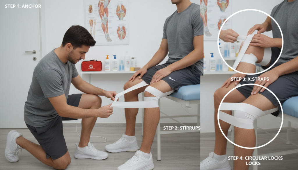MCL sprain taping step-by-step guide
