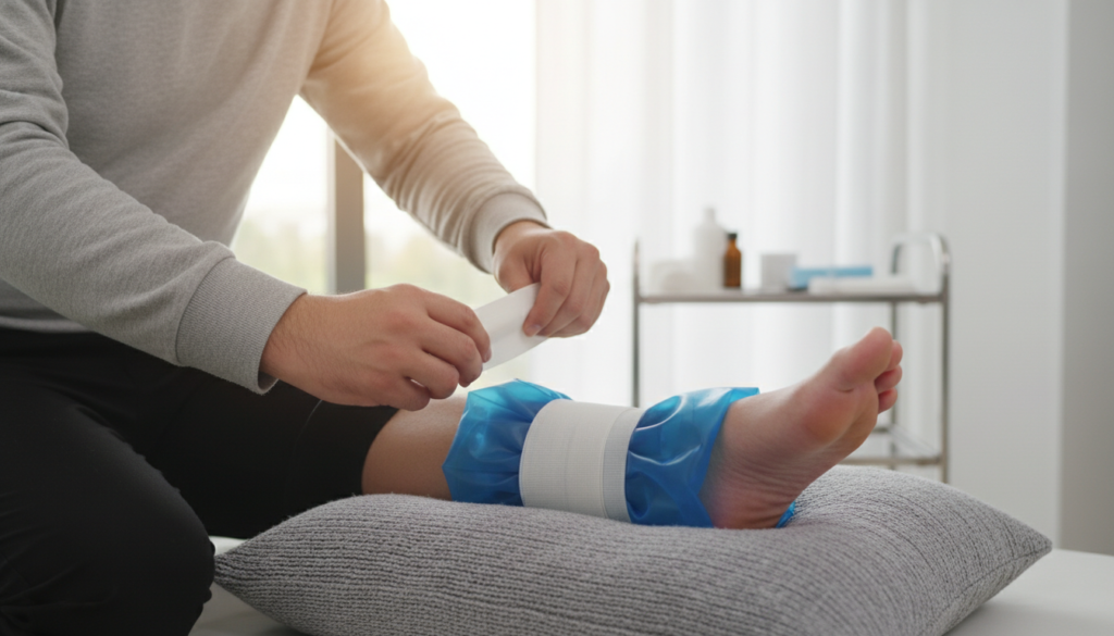 ankle ice compression elevation